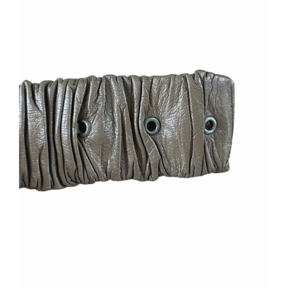 90s Y2K Disc Buckle Belt with Taupe Wide Elastic Band - Picture 6 of 8